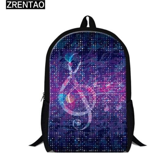 ZRENTAO 3D music note print backpack for primary students children mochilas teenagers bags with side pockets girls travel bags