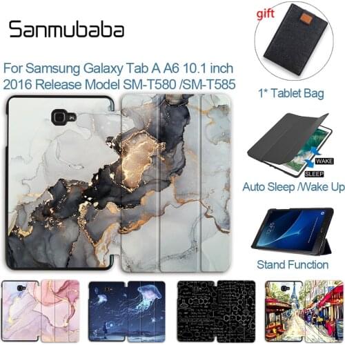 Sanmubaba For Samsung Galaxy Tab A A6 10.1 Case SM-T580 T585 PU Leather Magnetic Flip Stand Cover Smart Funda Auto Sleep Wake