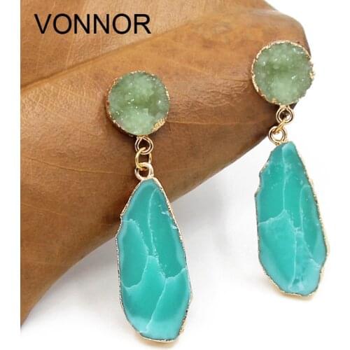 VONNOR Earring for Women 2018 Fashion Drop Earrings Resin Stone Pendant earrings Jewelry Dropshipping