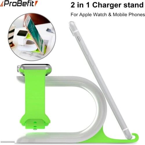 ProBefit Multi Silicone Stand Station for Apple Watch 4 3 2 1 38 40 42 44mm Holder for iPhone