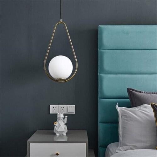 Modern Nordic Milk White Glass Ball Pendant Light for Bar Dining Room Foyer Bedside Suspension Hanging Lamp 2397
