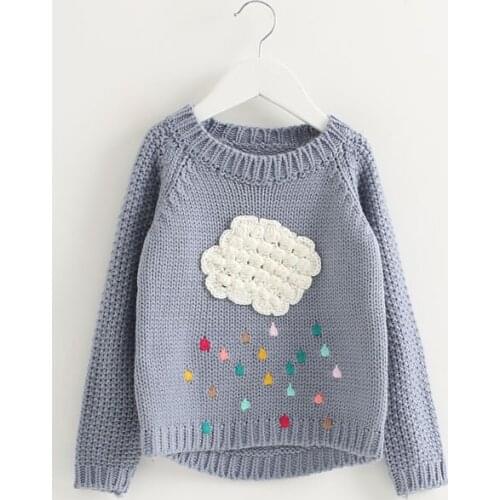 Hot Sale Cute Warm Sweater for Girls Kids Cloud Long Sleeve Baby Girl Sweater O Neck Loose Sweaters Child Pullover Tops Clothes