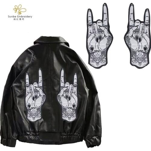 I Love You Finger Gesture Hand Patches Punk Style Applique Sticker Iron on Applique Badge