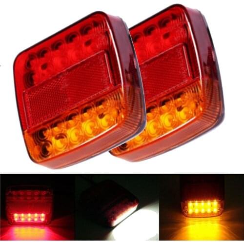 Turn Signal Indicator 26 LEDs Tail Light Number Plate Light 1 Pair Rear Reverse Brake Stop Lamp Trailer Truck Caravan Taillight