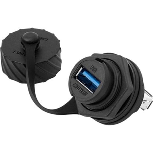 USB 2.0 / USB 3.0 Female Socket Plug Panel Mount Adapter Directly Waterproof IP67 Connector with Cap