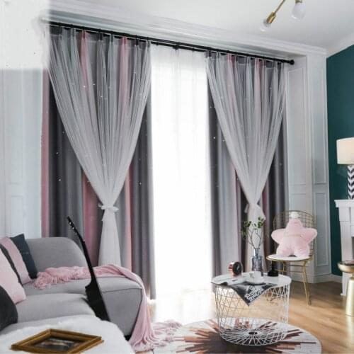 Bedroom Curtain With White Tulle For Living Room Blackout Curtain Drape Home Deco Window Treatment Blind Cortina Panel 2 Layers