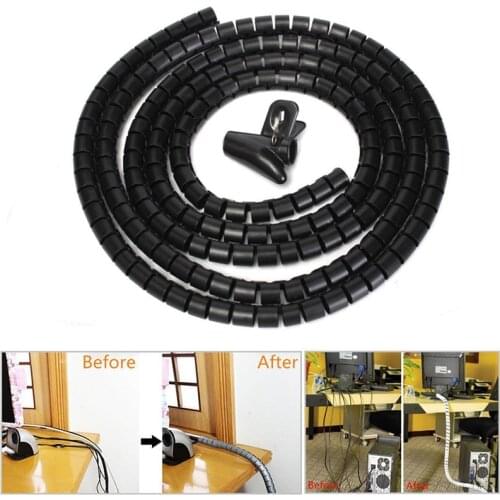 8mm Cable Winder Protector PE Cord Cable Organizer Tools Computer Cord Protective Tube Clip Organizer Management Tools 1M new