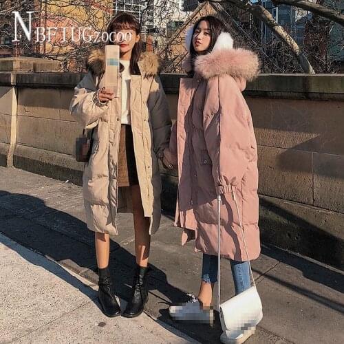 Women Parkas Long Style 2021 New Korean Thick Faux Fur Collar Bread Style Female Overcoat