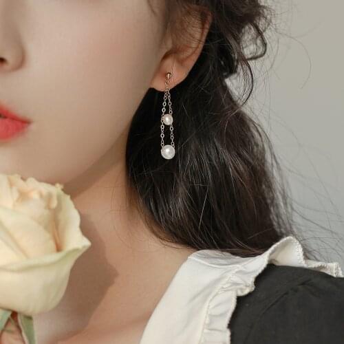 Lily Jewelry Pearl Earrings Real 925 Sterling Silver Freshwater Pearl Long Stud Earring Women Jewelry