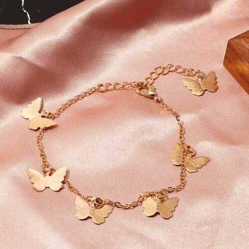 Alloy Butterfly Charm Bracelets for Women Gold Silver Color 2020 Fashion Jewelry Hand Chains Female Simple Bracelet New
