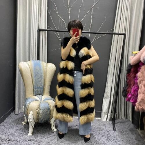 New fox fur fur coat fox whole leather vest in the long section of the factory direct waist ladies fur coat Warm coat