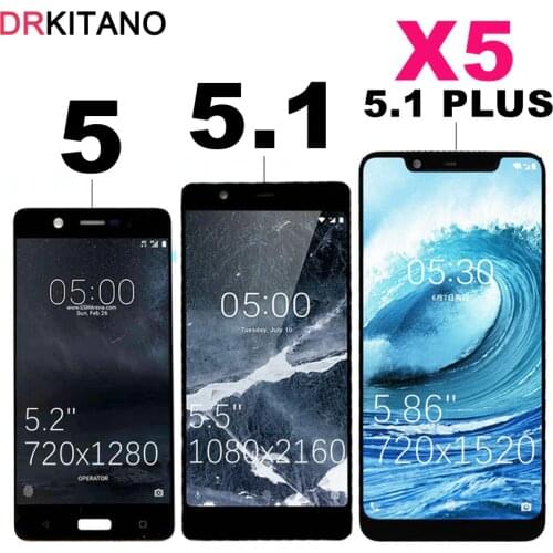 For Nokia 5.1 Plus LCD Display Touch Screen TA 1024 1027 1044 1053 1008 1030 1109 1075 For Nokia 5 5.1 Plus LCD Display X5