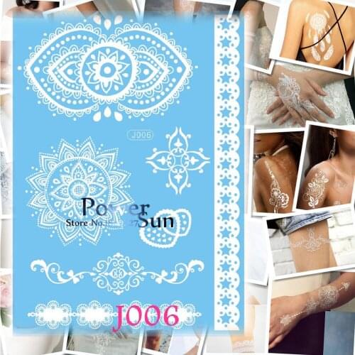 1PC Sexy White Henna Tattoo Sunflower Lace Jewelry Design Waterproof Temporary Tattoo Sticker Women Wedding Arm Neck Makeup PJ06