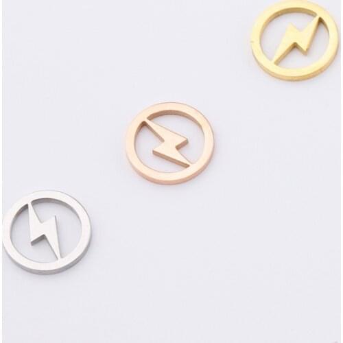 10pcs Hot Sell 12mm Circle Lightning Stainless Steel Charms Wholesales Necklace,earring Bracelet Jewelry DIY Handmade 3 Colors