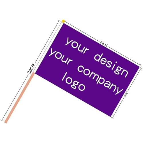50pcs/ 14*21cm or 20*30cm Hanging flag company logo any design customize flag polyster material custom hand flags