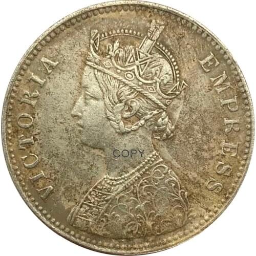 1890 India 1 One Rupee Victoria Queen Cupronickel Plated Silver Collectibles Copy Coin
