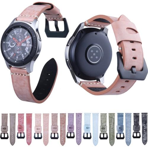 22mm Vintage Mist Wax Skin Pattern Genuine Leather Band for Samsung Gear S3 Galaxy Watch 46mm Amazfit Stratos 2 2S Casual Strap