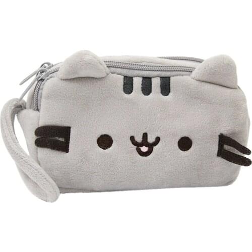 4# Cute Cartoon Cat Large Capacity Plush Pencil Bag Pouch Case Pencilcase Stationery Organizer For School Student Gift Pouch Bag