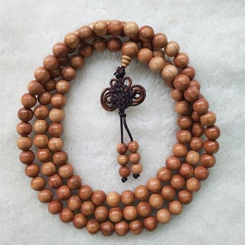 6-22mm 108 Good Peach Wood Beads Tibetan Buddhism Prayer MALA Necklace