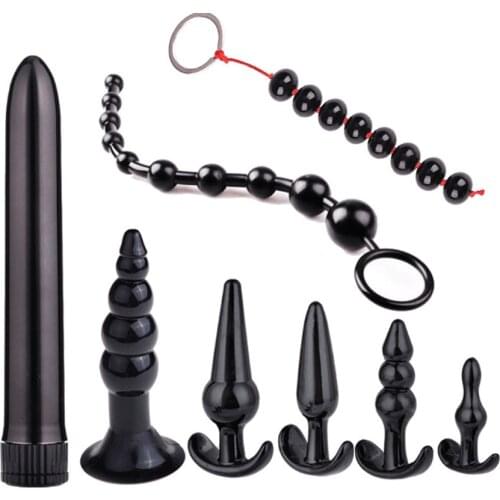 8 Pieces/Set Anal Plug Combination Vibrator Anal Bead Butt Plug Clitoris Stimulator Sex Toys for Women Sex Products