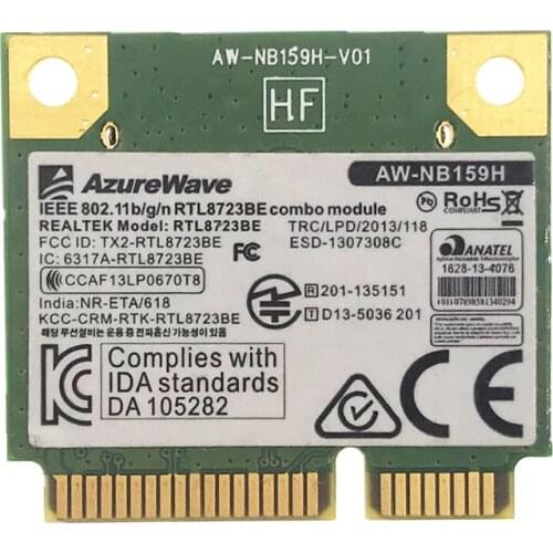 AZUREWAVE AW-NB159H Realtek RTL8723BE Half Mini PCI-E Wifi Bluetooth 4.0 wireless card for Asus Dell