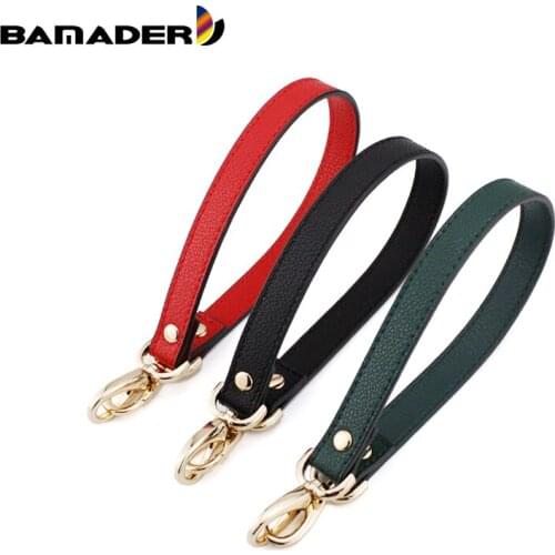 BAMADER 1.8CMX45CM Handle Shoulder Strap for Handbag Replacement Lychee Pattern Short Bag Strap Pure Color Leather Wrist Straps