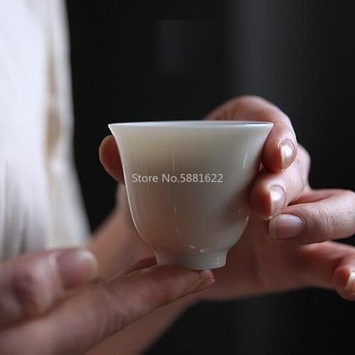 White ceramic teacups tea cup porcelain chinese kung fu cup 50ml