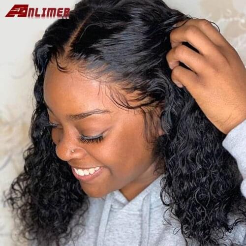 Brazilian Kinky Curly Short Bob Lace Front Human Hair Wigs PrePlucked For Black Women Kinky Deep Water Wave Frontal Virgin Wig