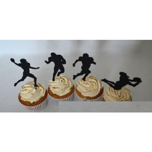 Football game Silhouette Cupcake Toppers sports event Party Picks baby shower wedding birthday toothpicks decor24pcs