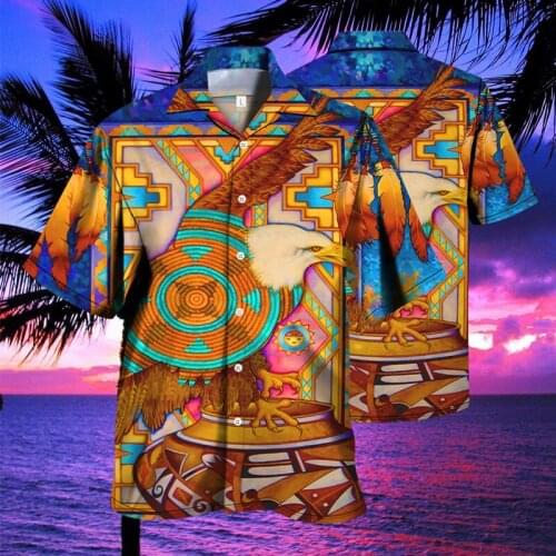 New white headed eagle 3D printed Hawaiian Shirt Mens 3D shirt casual beach 3D printed Street hip hop Harajuku shirt