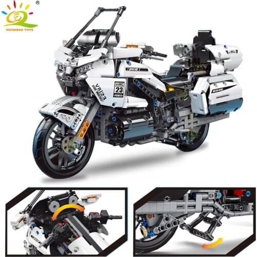 HUIQIBAO 1328Pcs City Speed Champion Motorbike Building Blocks Technical Sport Motor Motorcycle Race Bricks Educational Toys Kid
