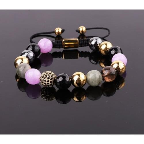 Jaravvi New Design 10mm Natural Stone Jewelry Beads Custom Friendship Macrame Bracelet For Women