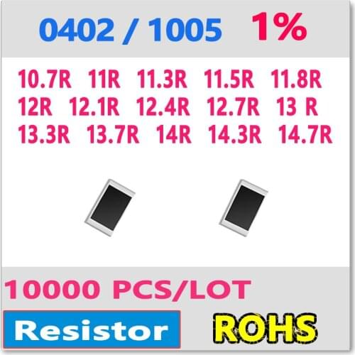 JASNPROSMA OHM 0402 F 1% 10000pcs 10.7R 11R 11.3R 11.5R 11.8R 12R 12.1R 12.4R 12.7R 13R 13.3R 13.7R 14R 14.3R 14.7R smd 1005