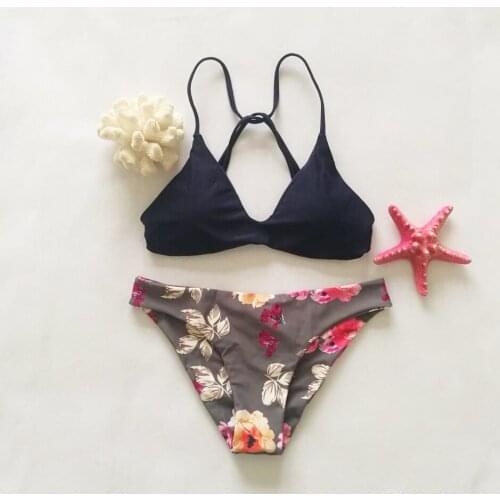 Sexy G String Swimsuit Thong Women Push Up African Swimwear Micro Floral Print Strappy Bathing Suits Ensemble bikini