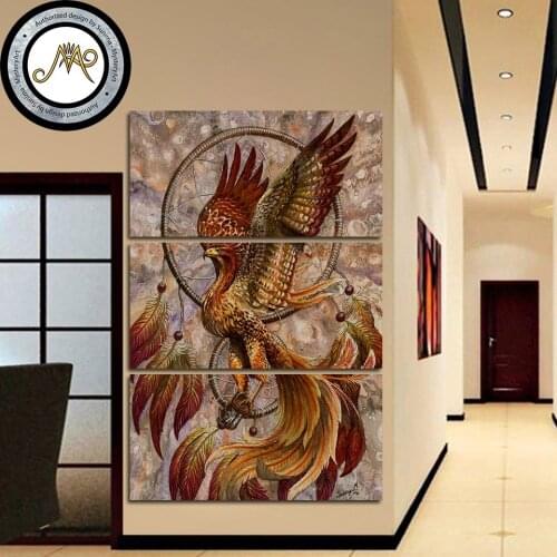 Dreamcatcher by Sunima-MysteryArt HD print 3 piece canvas art Phoenix Dream Catcher Pictures For Living Room Decoration CU-2955C