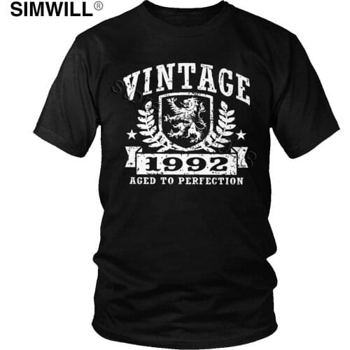 Mens Vintage 1992 Lion Tees Shirts Unique Birthday Gift T Shirts Short Sleeve Soft Cotton Printing Tshirt Awesome Clothing