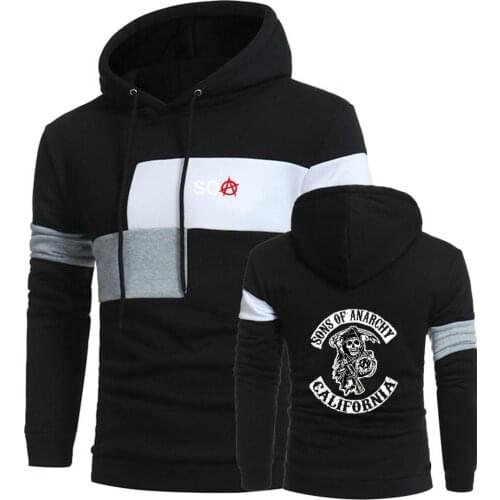 NEW Sons Of Anarchy Fashion Men Hoodies Autumn Male SAMCRO Pullover Casual Style Splice Mens Sport Unisex Sweatshirts Tops