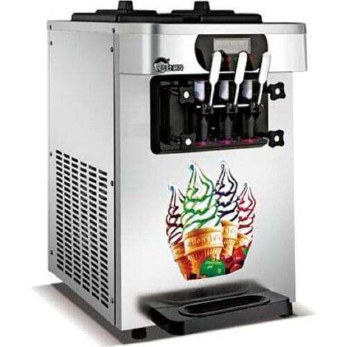 Table top mini soft ice cream vending machine 3 Flavors for Europe country to use by air to ait port with Emglish language