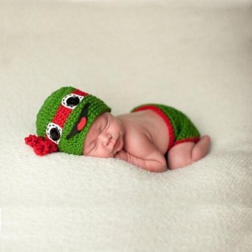 2020 New Adorable Green Turtles Set Little Baby Photography Childrens 100 Days Shooting Props Infant Animal Clothing