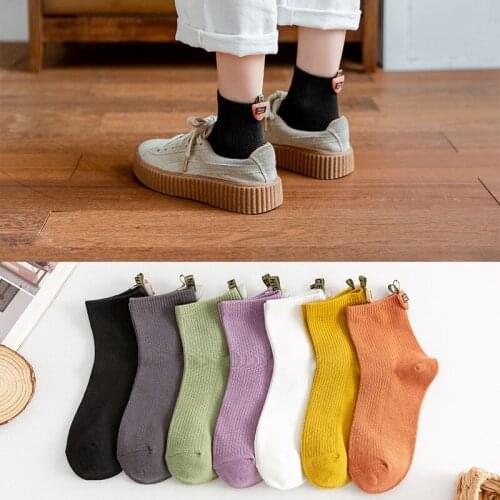 New Spring Cotton Fashion Socks Woman Ankle Girls Cotton Color Novelty Women Fashion Casual Cute Funny Short Socks