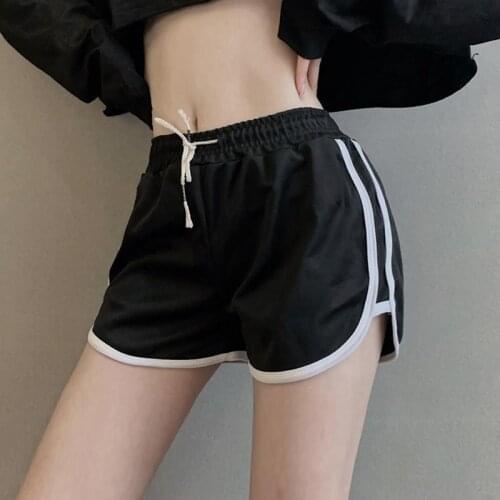 STSVZORR new black casual sports shorts womens summer loose high waist was thin, wide-legged plus size shorts