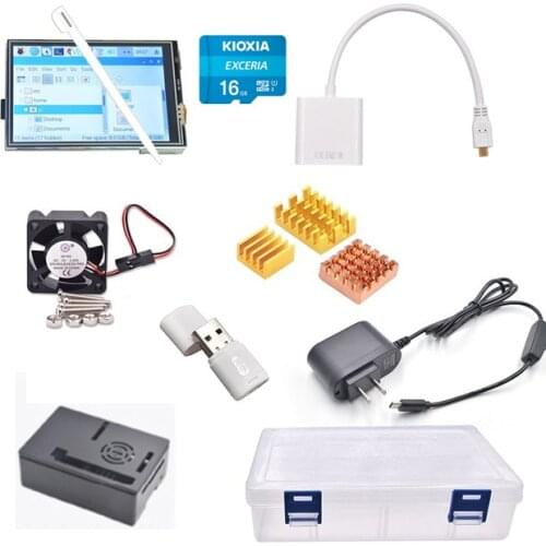 Original Raspberry Pi 4 Model B PI 4B 2GB/4GB/8GB Kit: Touchscreen+Power Adapter+Case+16GB SD+Heatsink+plastic box+HDMI Cable