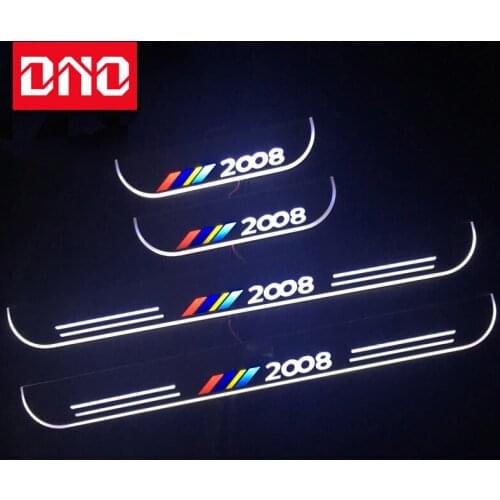 DNO Trim Pedal LED Car Light Door Sill Scuff Plate Pathway Dynamic Streamer Welcome Lamp For Peugeot 2008 2014 - 2018 2019