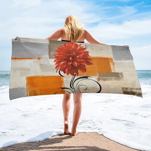 Dahlia Oil Painting Texture Beach Towel Luxury Quick-dry Microfiber Bathroom Bath Towels Yoga Mat Picnic Blanket