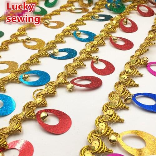 10 Yard/Pack 6cm Pendant With Lace Beading Paillettes Belly Dance Performances Lace Sequins Trim Clothes Curtain DIY Accessories