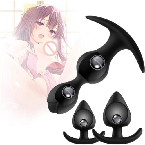 Silicone Anal Dilator Butt Plug Bead Metal Anal Balls Inside For Men Women Couple Prostate Massage Anus Muscles Trainer Sex Toys