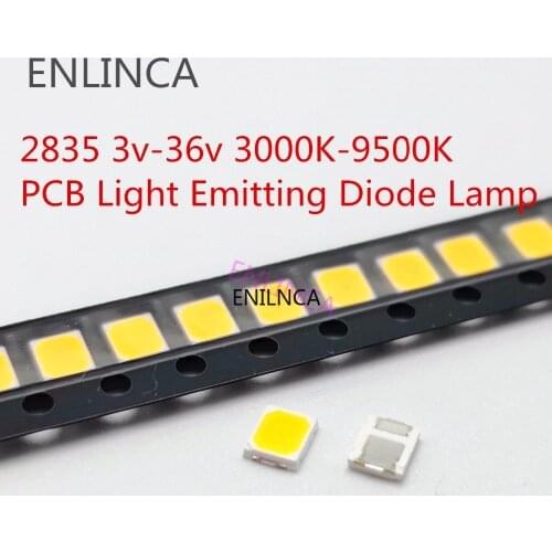 100pcs 2835 Chips 1W 3v 6v 9v 18v 36V 30MA Beads Light Warm Cold White High Brightness SMD LED Diode Lamp For LED Lighting
