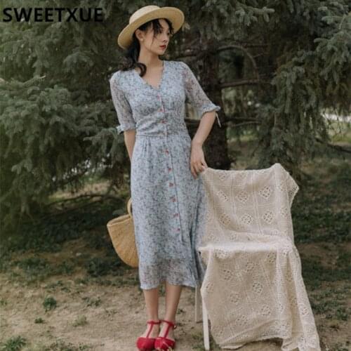 Синие летние платья SWEETXUE China At AliExpress