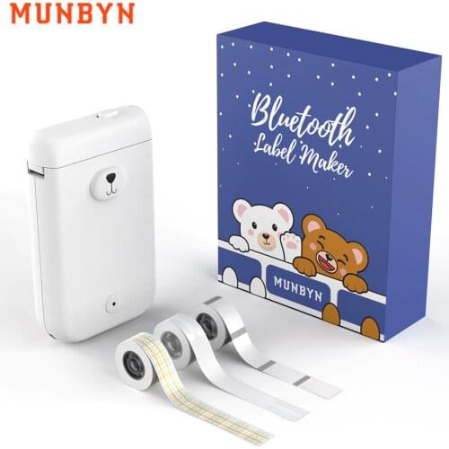 MUNBYN Thermal Label Printer Mini Label Maker Sticker Tag Bluetooth-Compatible Portable Printer For Home Office Use