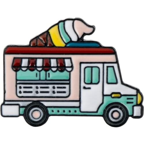 Creative Ice Cream Car Brooch Cute Ice Cream Lapel pin Girl Party Denim Brooch Pins Friend For Vibe